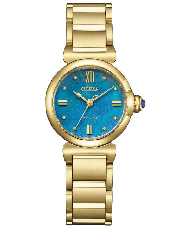 CITIZEN 【生命力あふれる美しい水（AQUA）を表現した限定モデル】電池交換不要 光発電エコ・ドライブ ROUND Collection EM1133-85L ゴールド