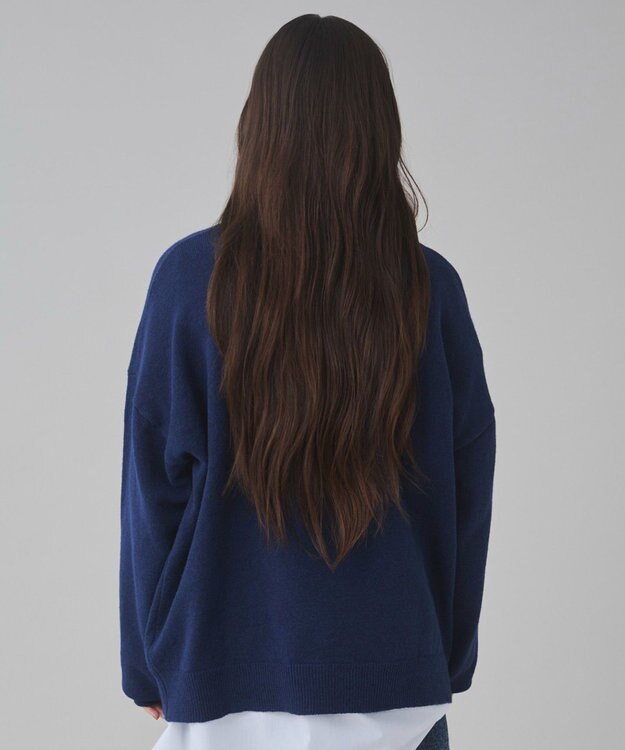 WEGO 【ユニセックス着用ITEM/SMLサイズ展開】アクセ付きワンポイントニットプルオーバー ネイビー