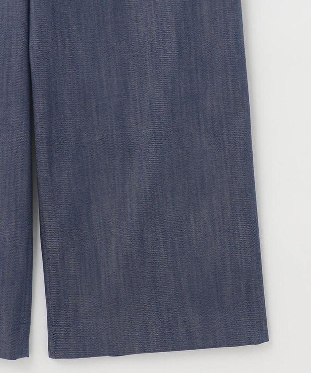 J.PRESS LADIES 【洗える】セルロースシャンブレー セミワイド マリン パンツ ブルー系