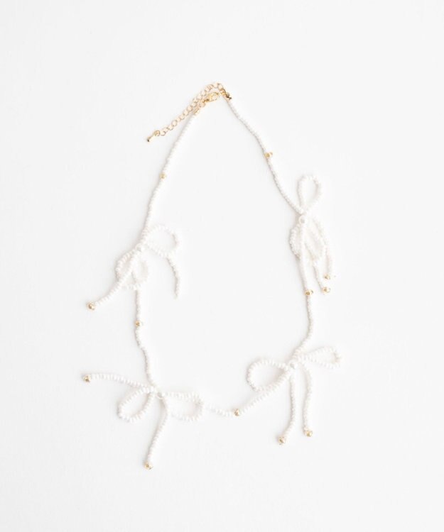 WEGO Lビーズリボンネックレス オフホワイト