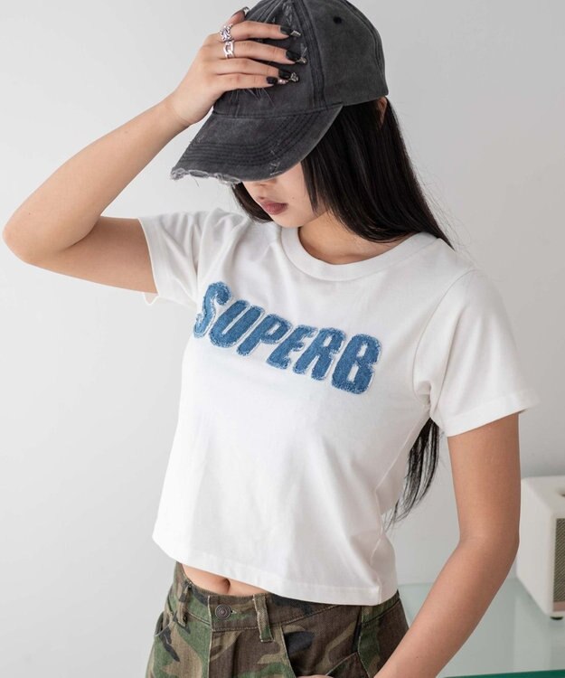 WEGO デニムロゴT ホワイト