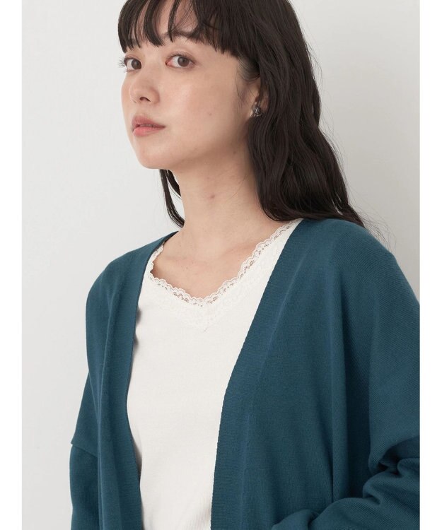 earth music&ecology ニュアンスロングカーディガン Blue Green