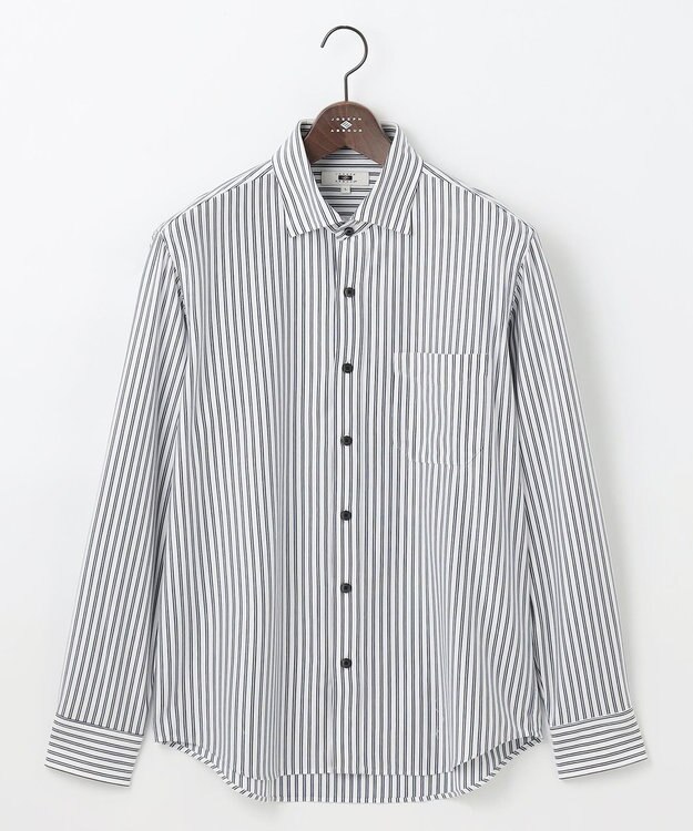 JOSEPH ABBOUD 【綿100％・自然なストレッチ】マイクロストライプジャージー シャツ ダルブルー系1