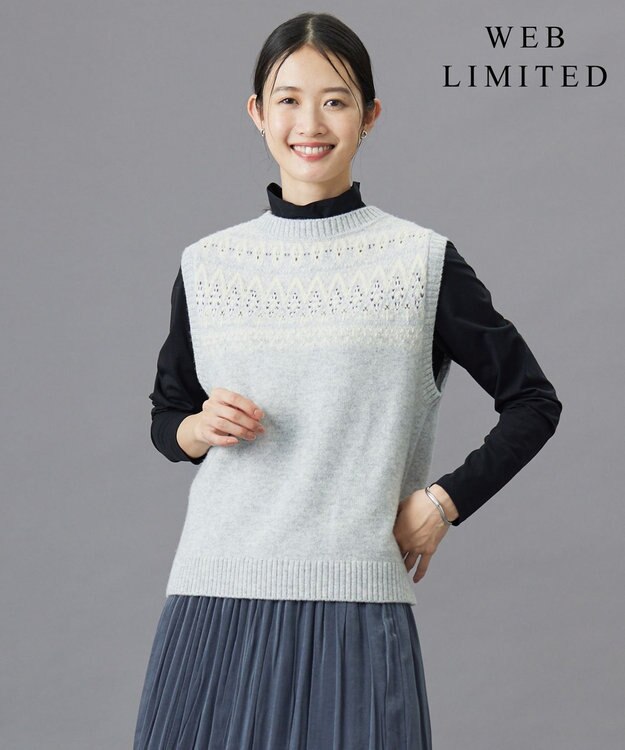 J.PRESS LADIES 【WEB限定・洗える】FAIR ISLE ニットベスト 【WEB限定】グレー系