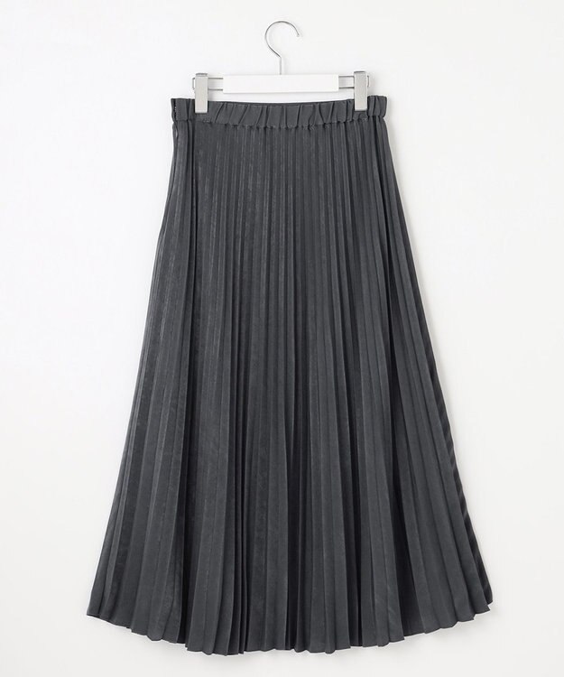 J.PRESS LADIES 【洗える】マロンサテン プリーツ スカート グレー系
