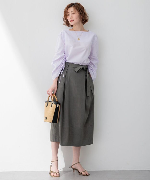 23区 S 【Oggi4月号掲載/洗える】CANCLINI デザインスリーブ ブラウス ラベンダーストライプ