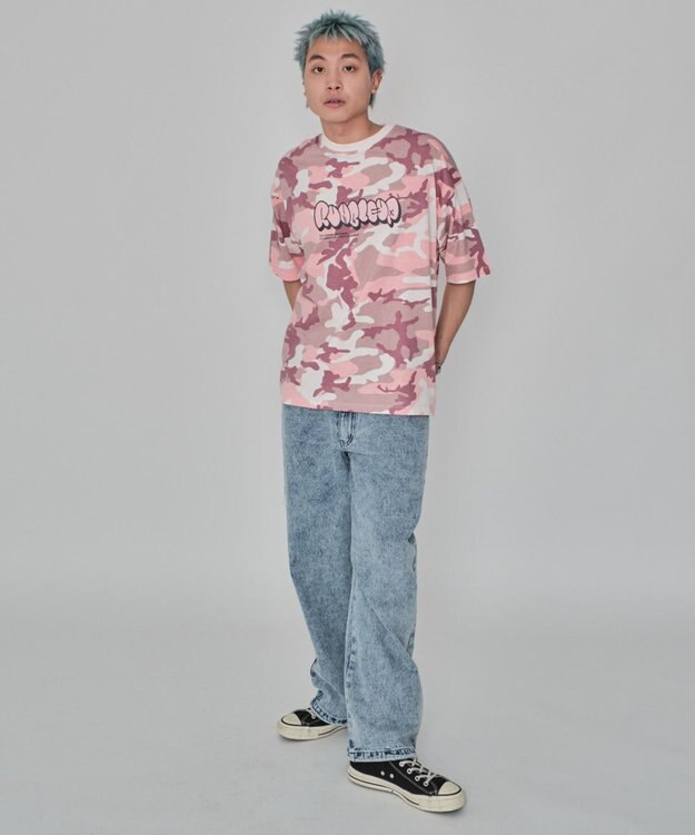 WEGO 【ユニセックス着用ITEM/MLサイズ展開】カモフラグラフィックT（SS） ピンク