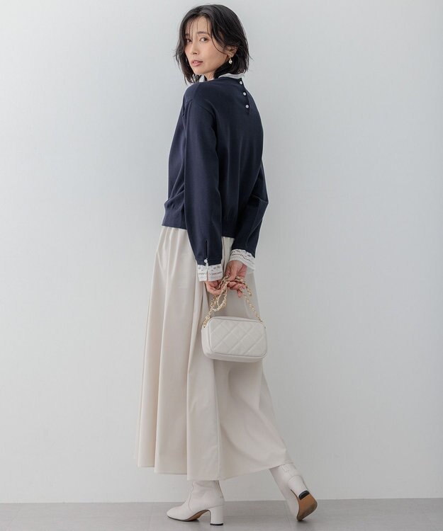 23区 【洗える】ブライトタフタ ギャザー スカート ベージュ系