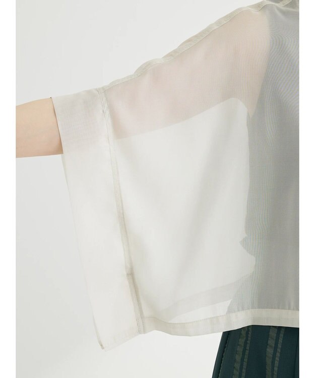 Green Parks ・ＥＬＥＮＣＡＲＥ　ＤＵＥ　ラメシフォンショートシャツ Ivory