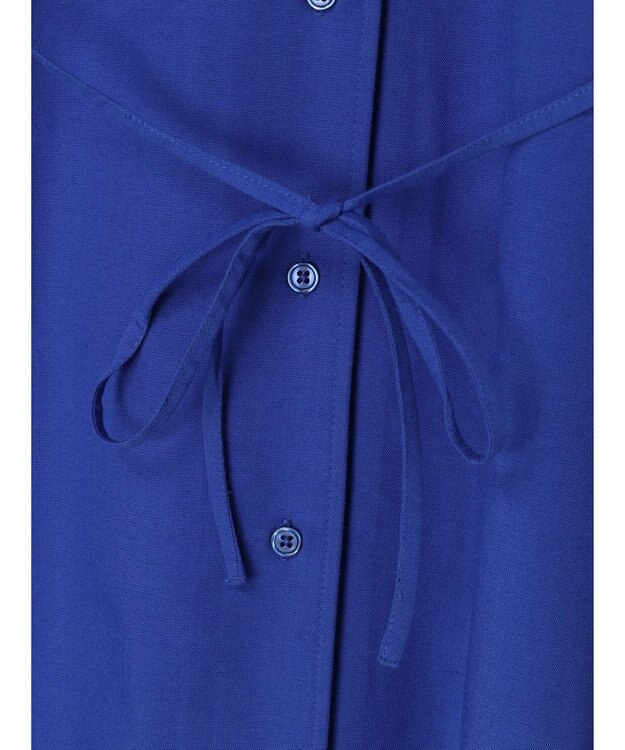 Green Parks 綿麻混開襟ワンピース Royal Blue