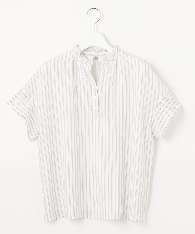 J.PRESS LADIES シアーストライプチェック カットソー ホワイト系1