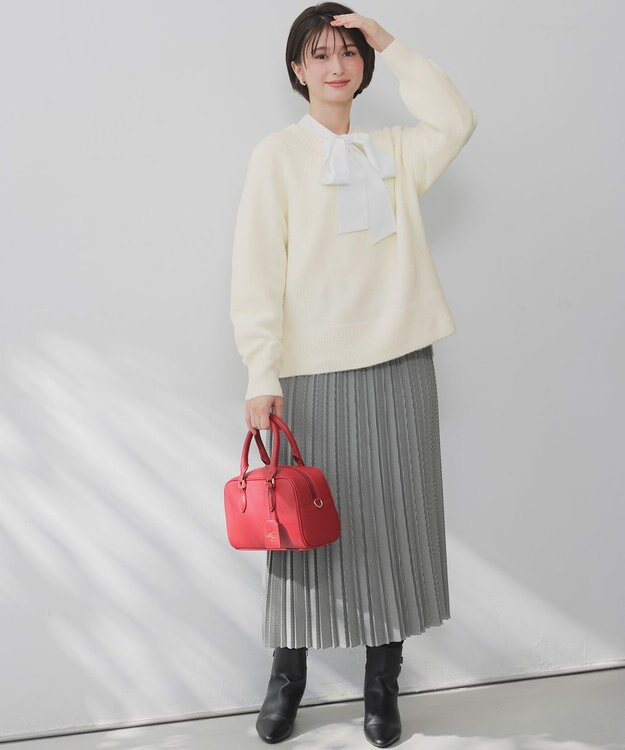 ANY SIS ボートネックAir ニット アイボリー