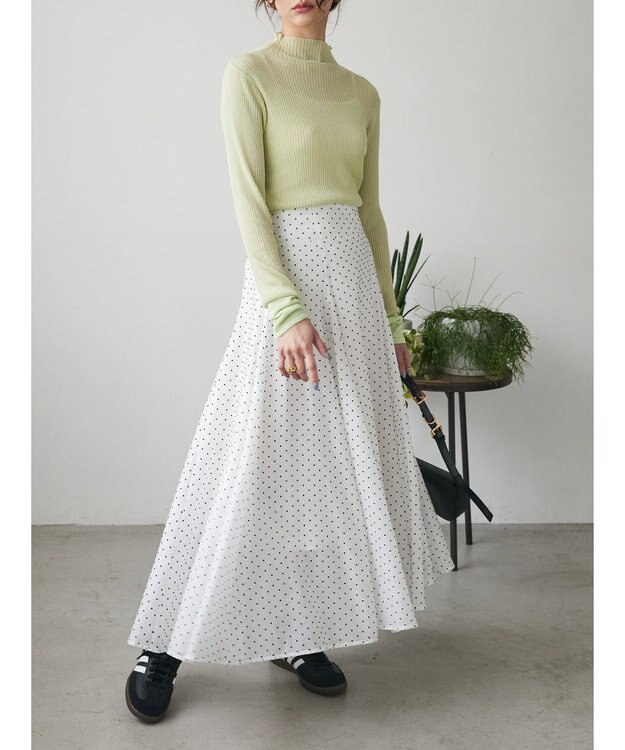 Green Parks AnriettMusee ラメ切替スリーブリブシアーニット Lime Green