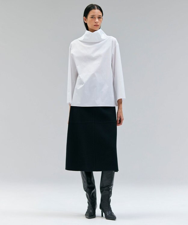 BEIGE， 【洗える】PERRY / コットンロールカラープルオーバーブラウス White