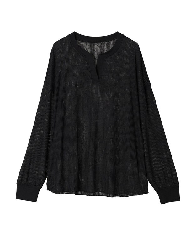 earth music&ecology シアーリブドルマンプルオーバー Black