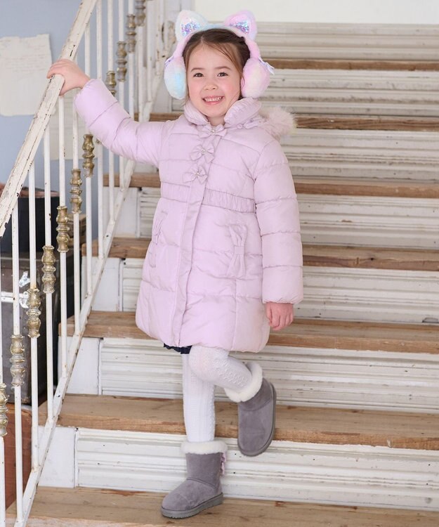 ANY KIDS 【洗濯機OK】中綿Aラインロングコート ラベンダー