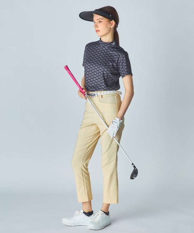 FILA GOLF／marie claire 【Marie claire sports】ロゴ柄モックネックシャツ ブラック
