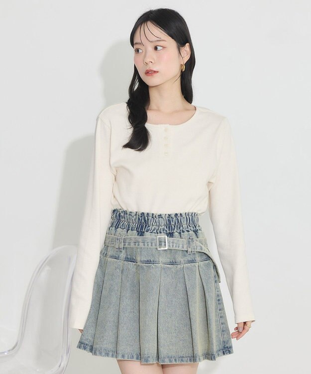 earth music&ecology ２ＷＡＹ釦リブプルオーバー Off White