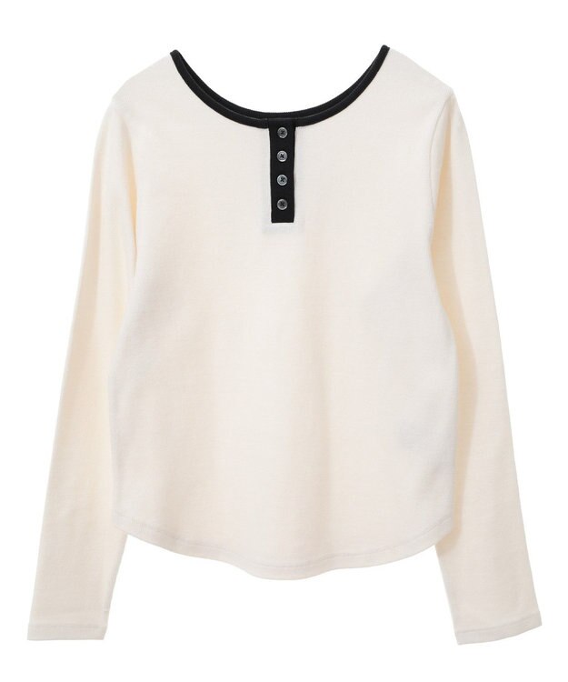 earth music&ecology ２ＷＡＹ釦リブプルオーバー Ivory