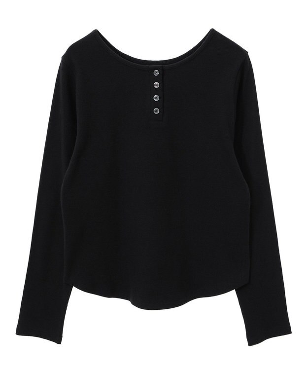 earth music&ecology ２ＷＡＹ釦リブプルオーバー Black