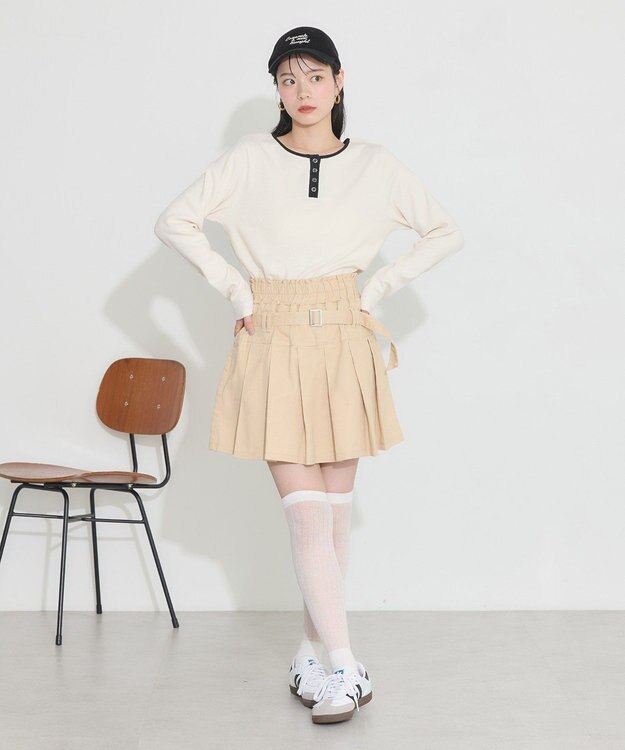 earth music&ecology ２ＷＡＹ釦リブプルオーバー Ivory