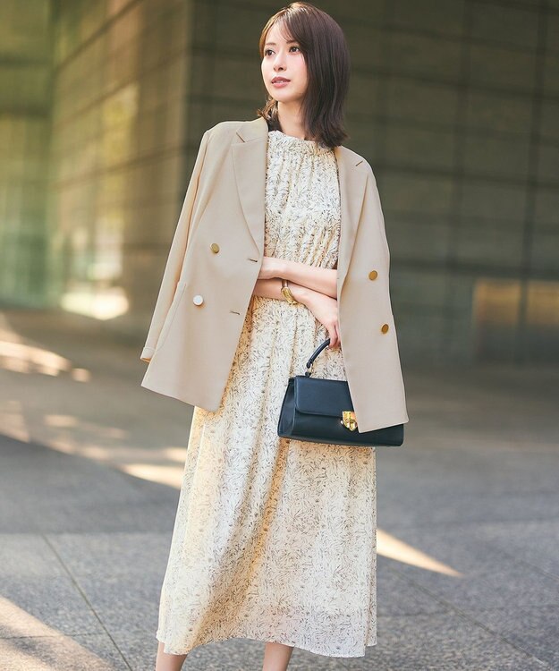 ANY SIS L 【洗える】プリント ワンピース アイボリー系