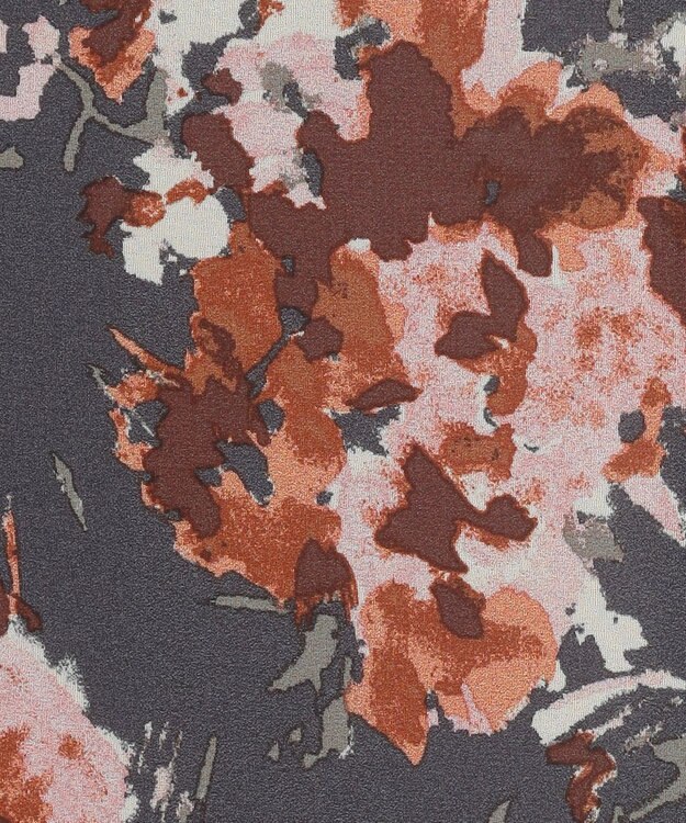 自由区 L 【洗える】オータムダリアプリント スカート オレンジ系