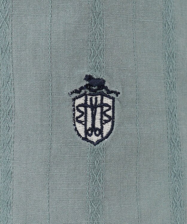 J.PRESS MEN 【HYBRID LINEN】ドビーストライプ バンドカラーラガーシャツ スモーキーグリーン系