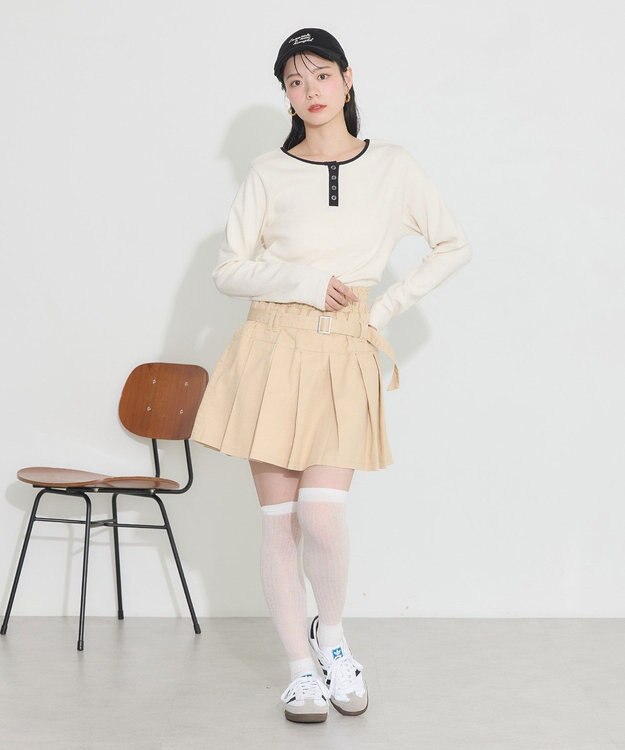 earth music&ecology ２ＷＡＹ釦リブプルオーバー Ivory