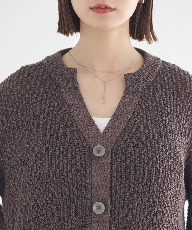earth music&ecology 【予約】ぽんぽんスキッパーカーディガン ブラウン