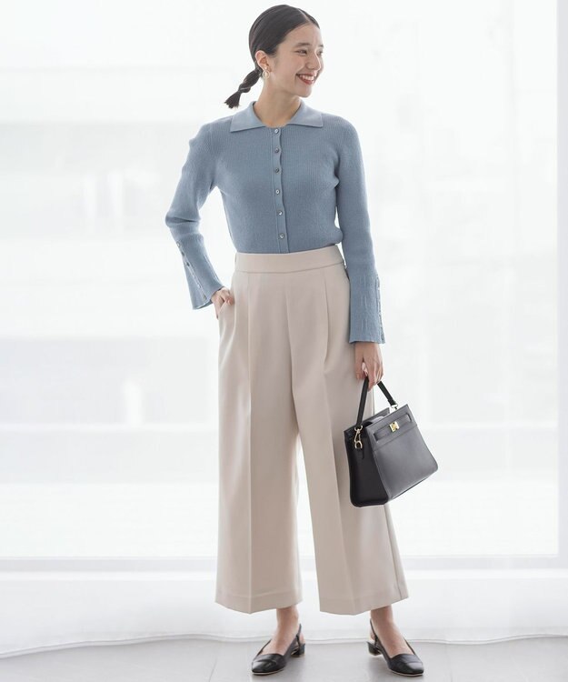 組曲 L 【WEB限定】ミニブークレー襟付きニットポロ サックスブルー系