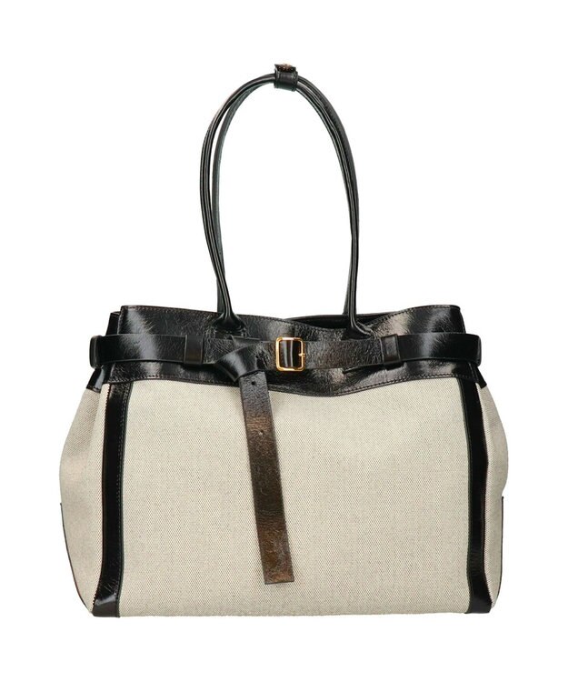 INTER-CHAUSSURES 【CHRISTIAN VILLA】レザーハンドルキャンバストート ブラックコンビ