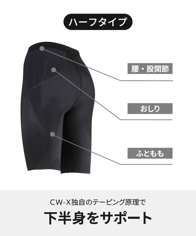 CW-X 【WOMEN】 CW-X レディース スポーツタイツ ハーフ(ひざ上丈) 下半身サポート(股関節・腰・おしり・ふともも) マラソン 球技 HZY695 /ワコール シルバーグレー