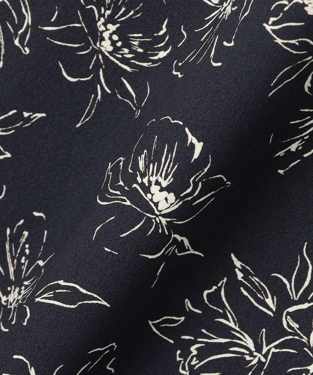 J.PRESS LADIES L 【洗える】ラインフラワープリント ワイドパンツ ネイビーベース系