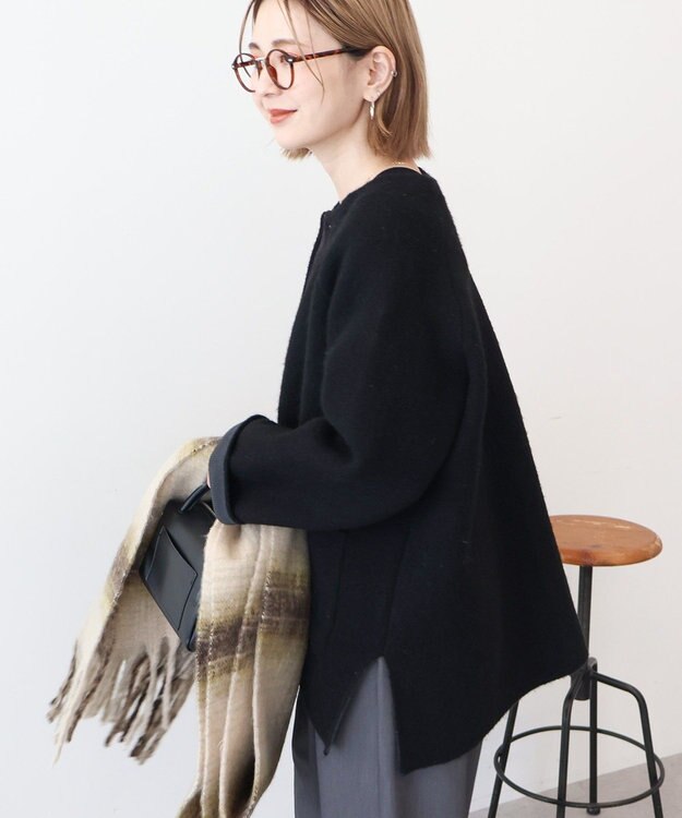 AMERICAN HOLIC Wフェイスラグランニットコーディガン Black