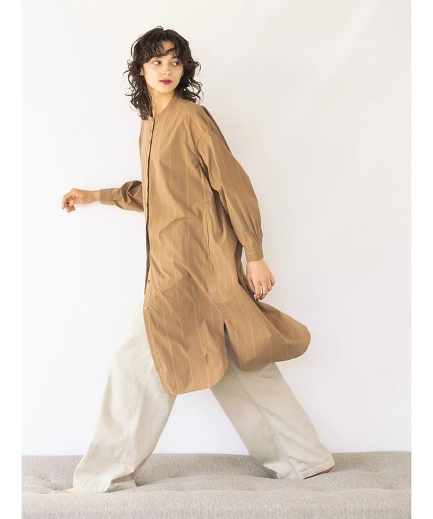 AMERICAN HOLIC バンドカラーシャツワンピース Camel