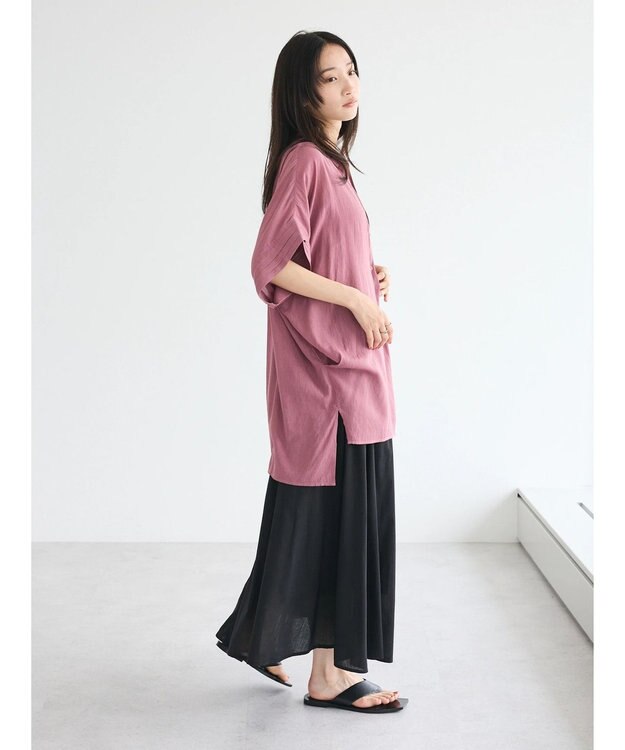 CRAFT STANDARD BOUTIQUE ヴィンテージボイルミルフィーユ襟付きシャツチュニック Pink