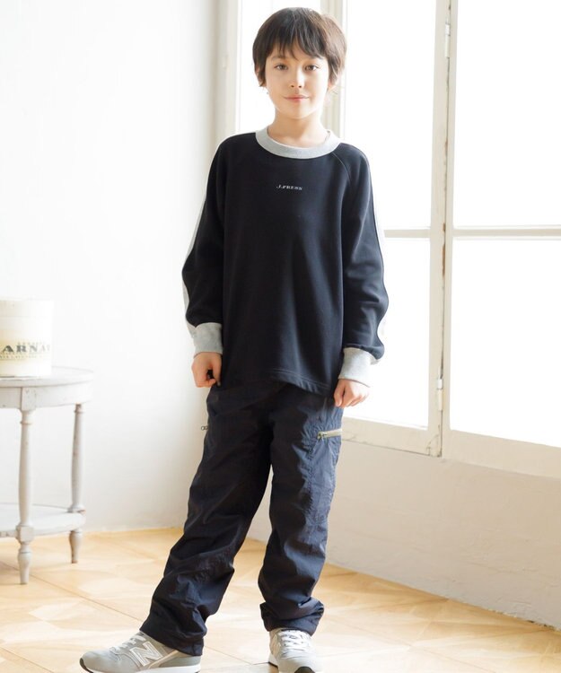J.PRESS KIDS 【140-170cm】裏毛ラグラン ロゴトレーナー ブラック系