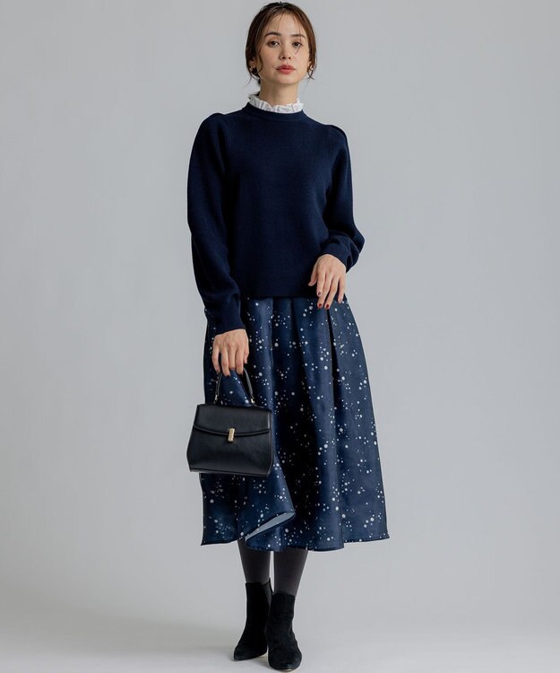 組曲 スターリットプリント タックフレアスカート ネイビー系5