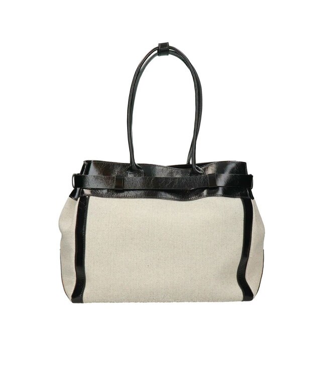 INTER-CHAUSSURES 【CHRISTIAN VILLA】レザーハンドルキャンバストート ブラックコンビ