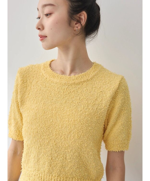 earth music&ecology ツイストブークレ半袖プルオーバー Light Yellow