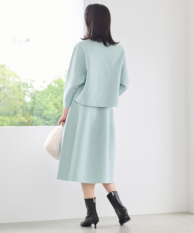 自由区 【洗える】ポリエステルホールガーメント スカート ライトグリーン系