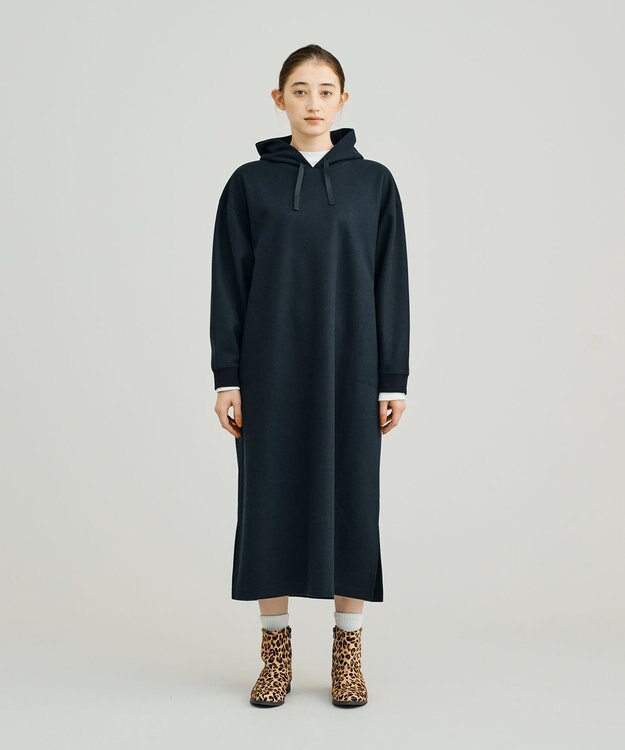 J.PRESS YORK STREET 【WOMEN】NEEDLE JERSEY フード付きワンピース ブラック系