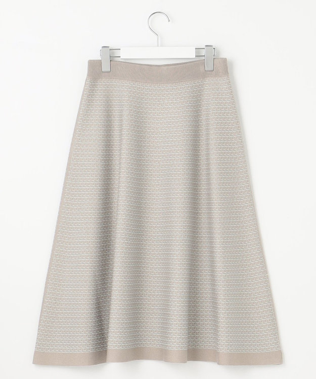 自由区 【WEB限定カラーあり・洗える】リバーシブルニット セットアップ(プルオーバー×フレアスカート) グレージュ×アクア