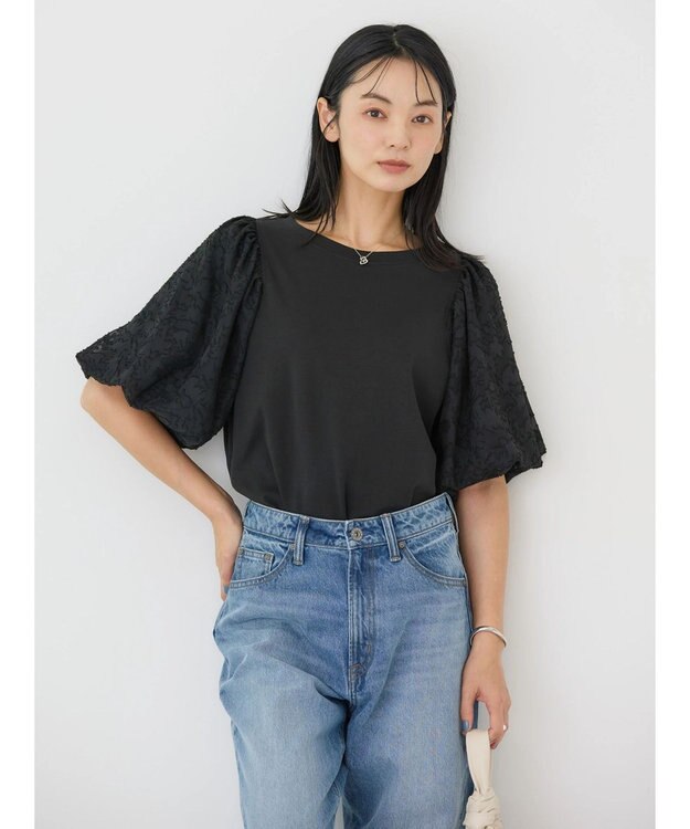 AMERICAN HOLIC ジャガードスリーブカットプルオーバー Black