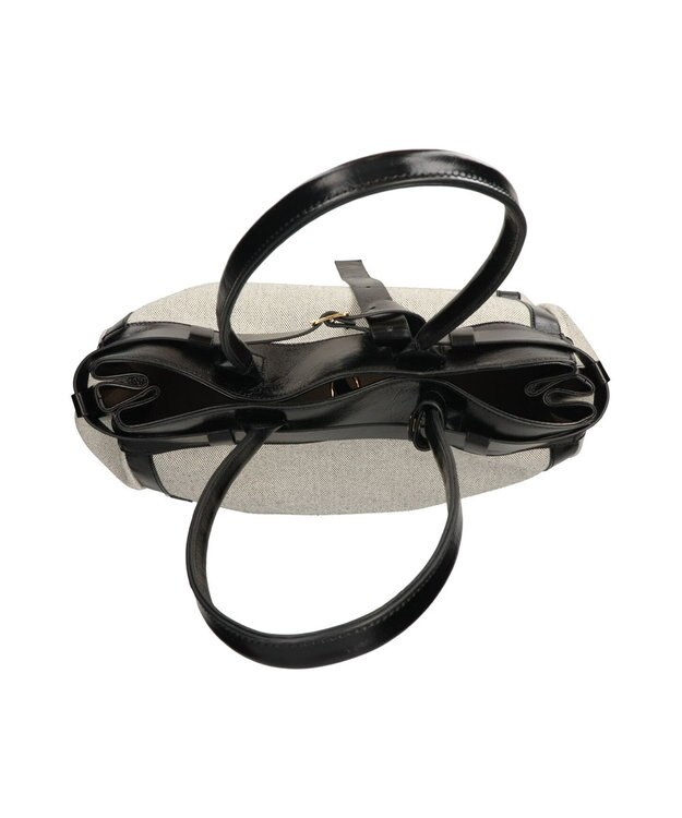 INTER-CHAUSSURES 【CHRISTIAN VILLA】レザーハンドルキャンバストート ブラックコンビ