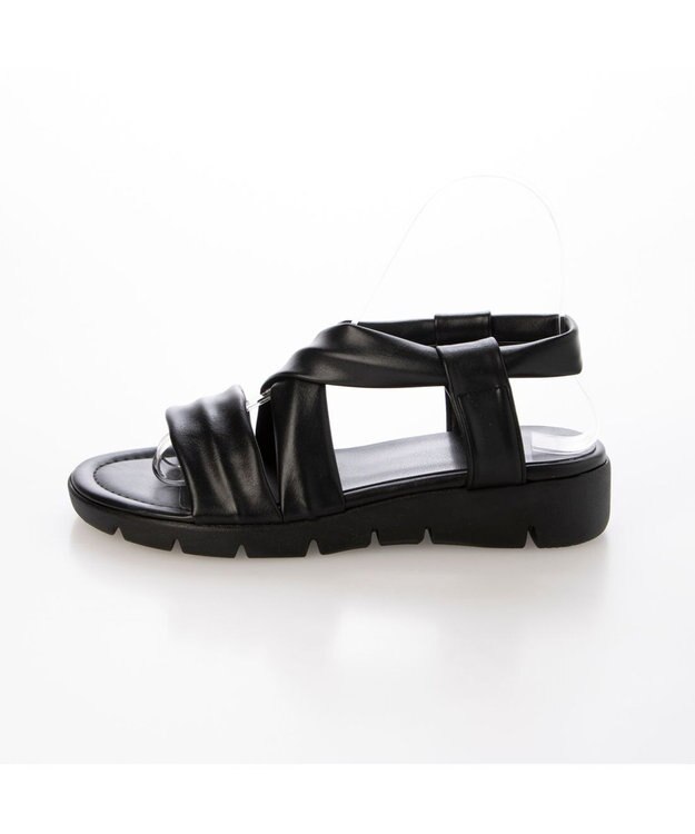 ing <ing>「もちっと新感覚」クロスベルトサンダル ブラック