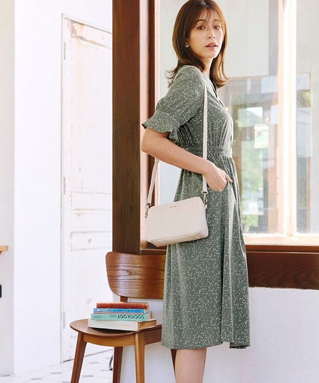 Tiaclasse 【洗える】キャンディースリーブ花柄ワンピース ミント