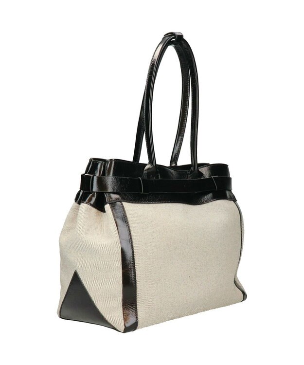 INTER-CHAUSSURES 【CHRISTIAN VILLA】レザーハンドルキャンバストート ブラックコンビ