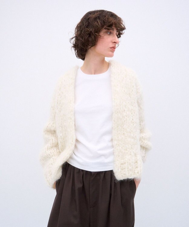 ATON HAND KNIT | カーディガン WHITE